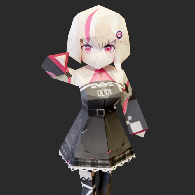 【無料】ユニちゃん 256ポリゴン 3Dモデル