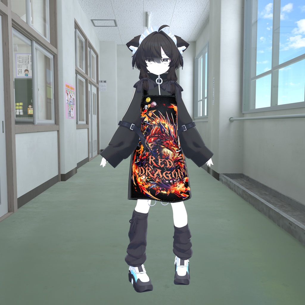 【複数アバター対応】家庭科ドラゴンエプロン