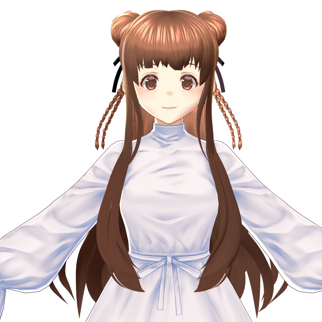 【VRoid正式版対応】【無料版あり】【改変自由】お団子三つ編みロング