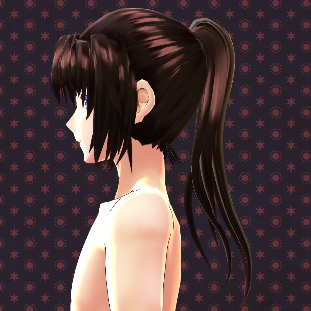 【VRoid】【改変自由】センター分けポニーテール