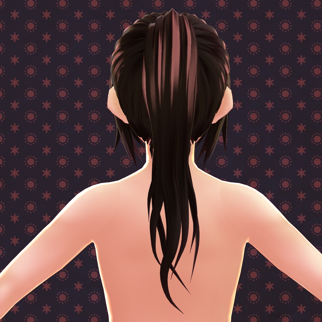 【VRoid】【改変自由】センター分けポニーテール