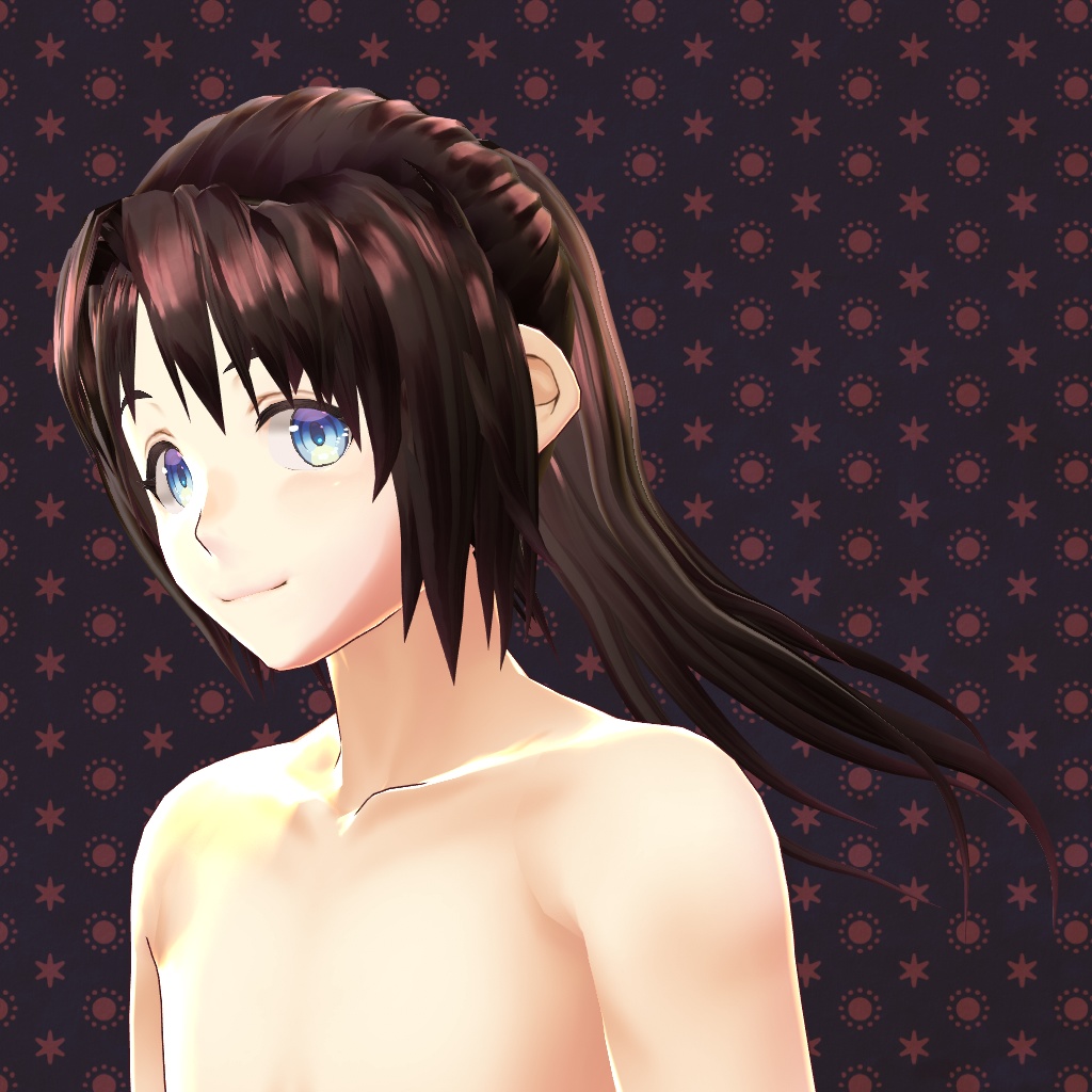 【VRoid】【改変自由】センター分けポニーテール