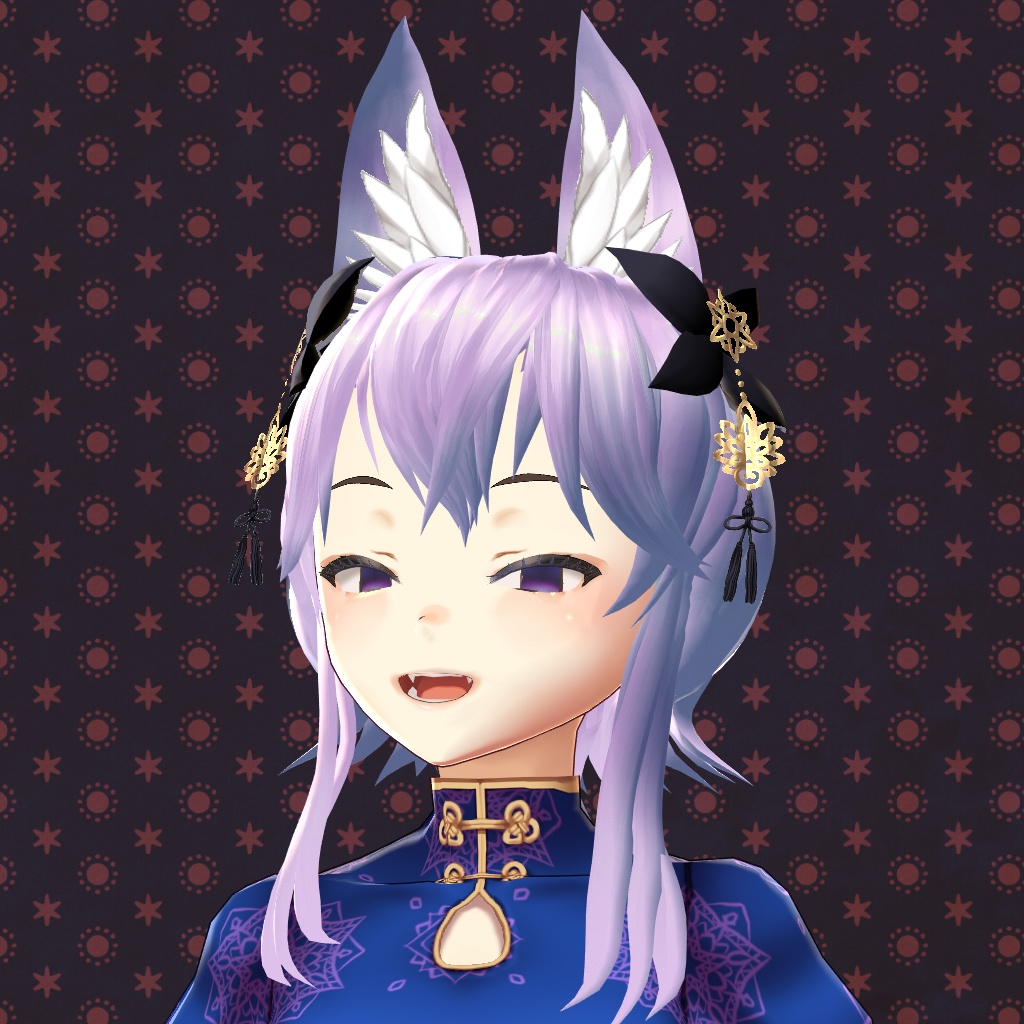 【VRoid正式版対応】【改変自由】リボン付きキツネ耳