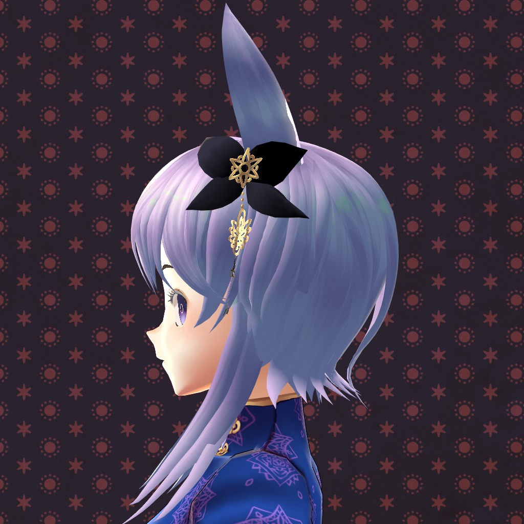 【VRoid正式版対応】【改変自由】リボン付きキツネ耳