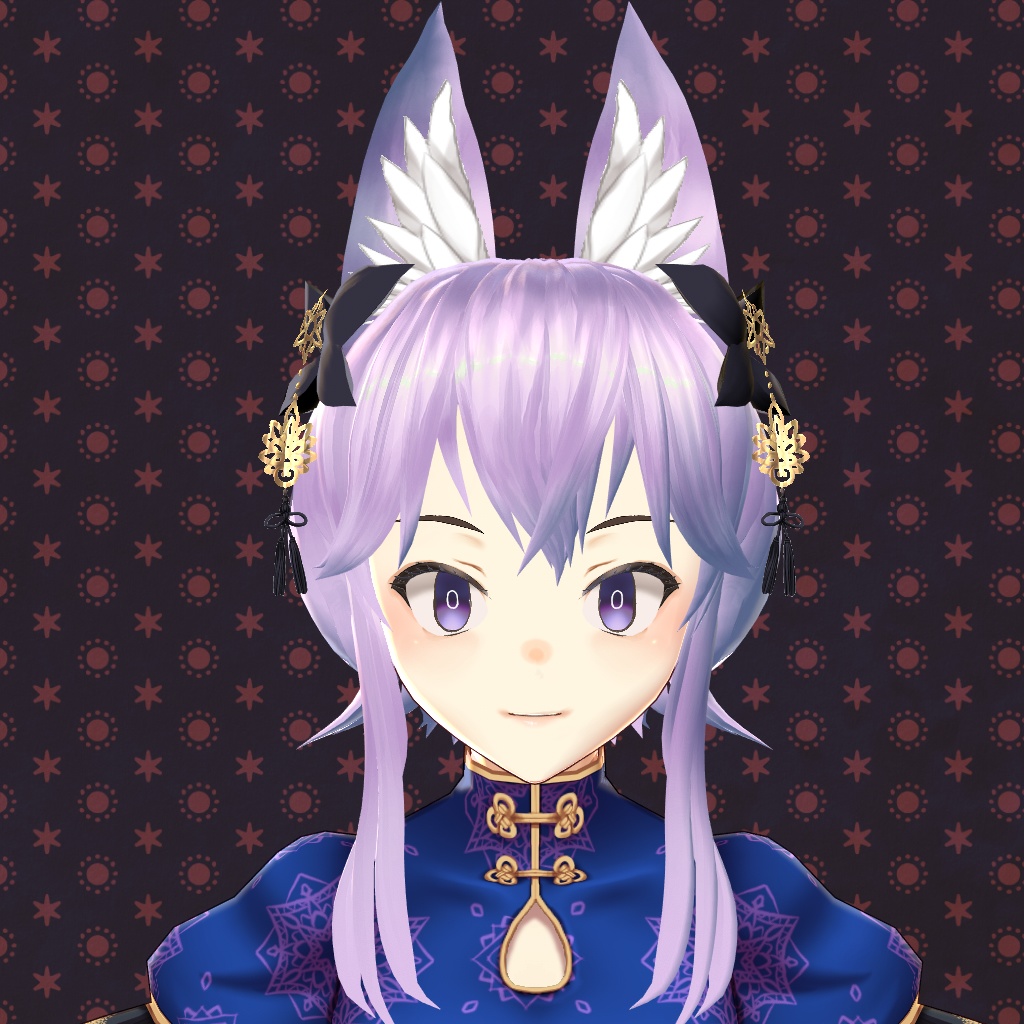 【VRoid正式版対応】【改変自由】リボン付きキツネ耳