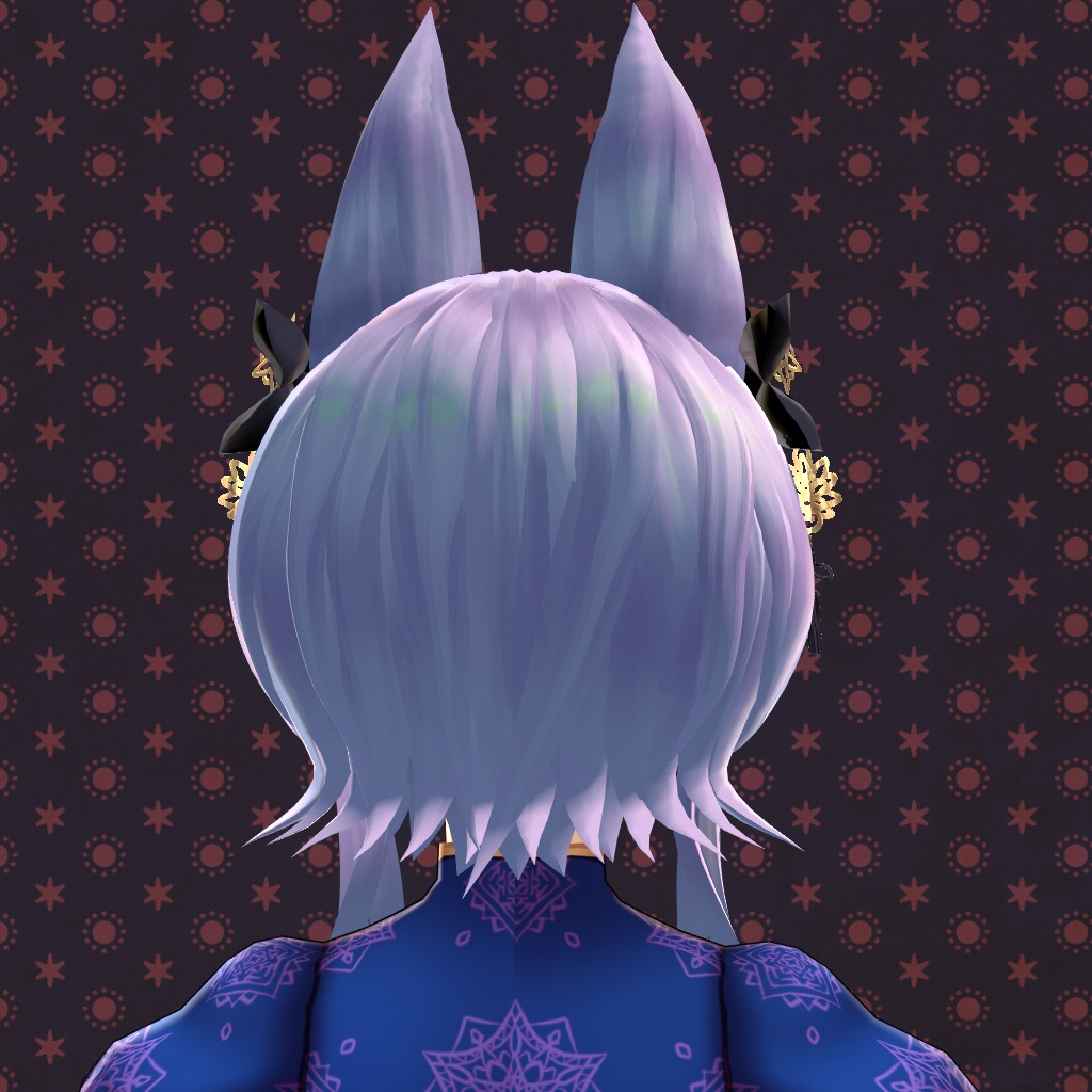 【VRoid正式版対応】【改変自由】リボン付きキツネ耳