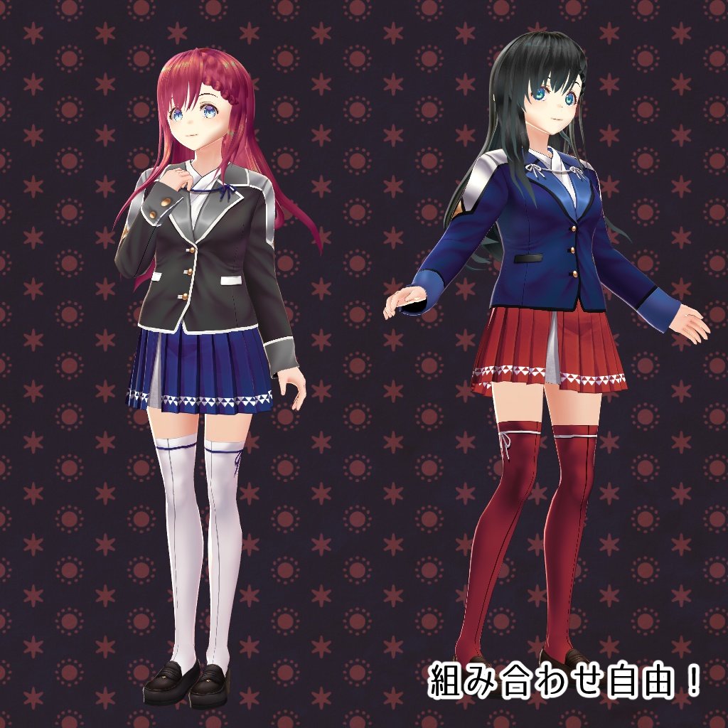 【VRoid】【無料】【改変自由】花舞いの制服