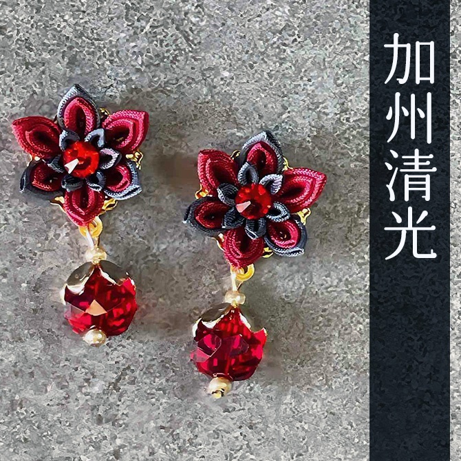 刀剣乱舞 キャラクターイメージ つまみ細工のミニピアス ★打刀★ (イヤリング変更可能)