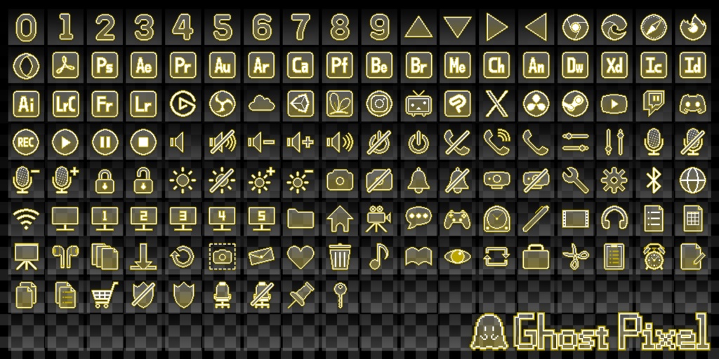 StreamDeck用ドット絵アイコン画像集「Ghost Pixel」(全8色)