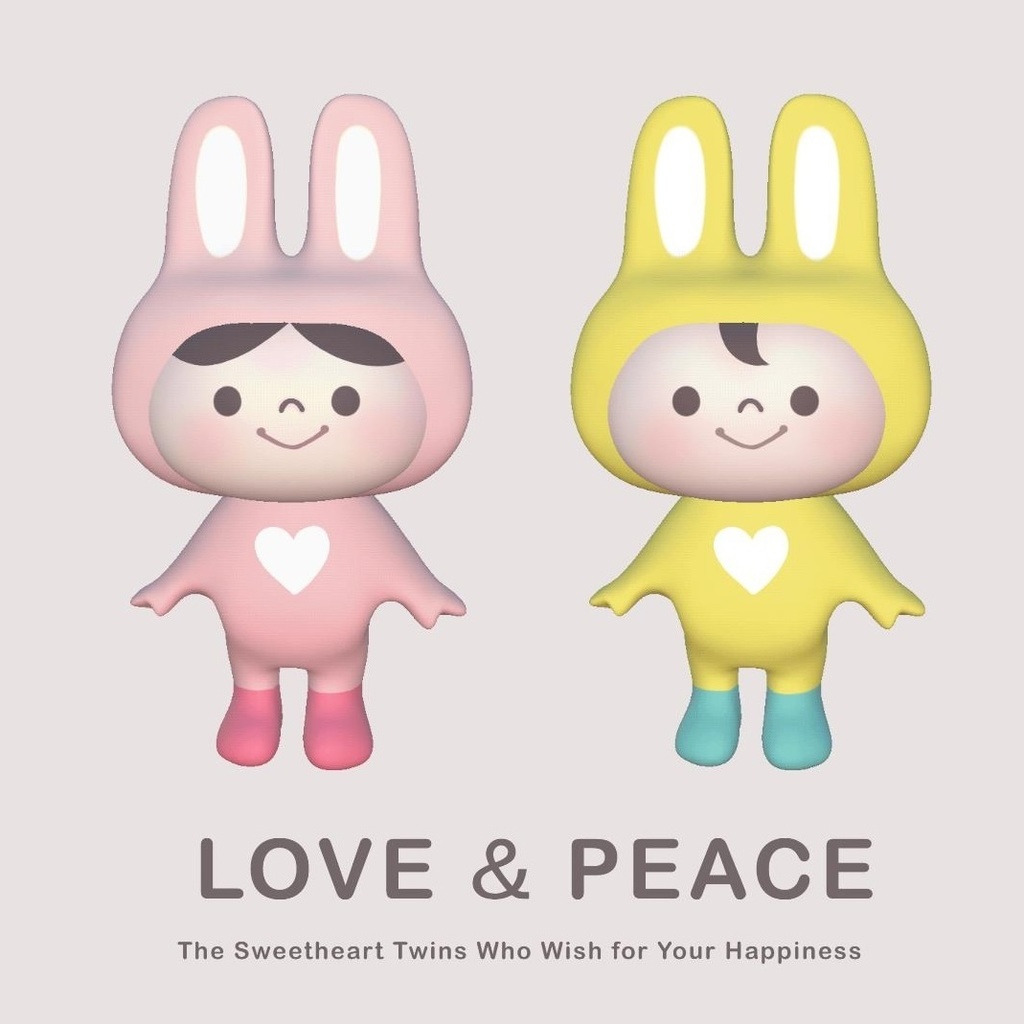 【3Dモデル】LOVE ＆ PEACE２体セット｜GLB形式