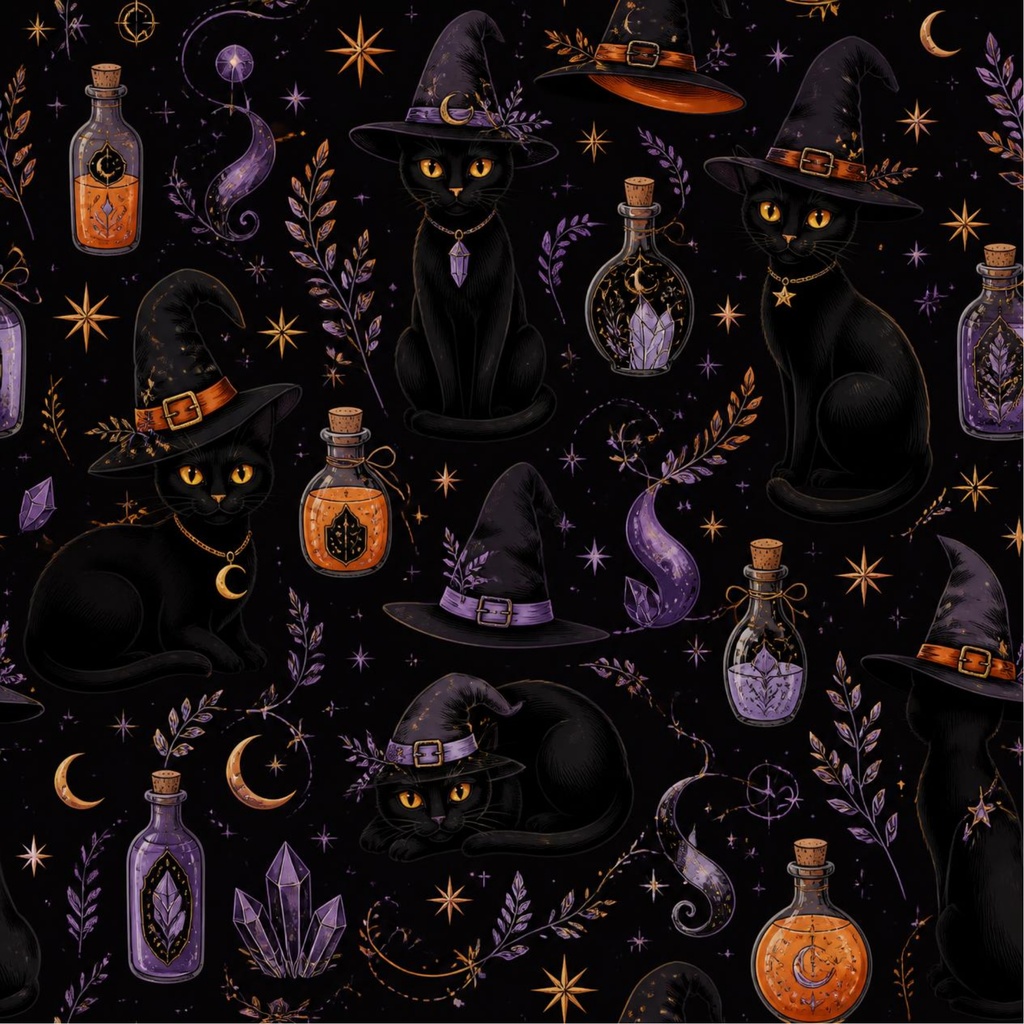 Halloween Digital Paper Sleek Cats ハロウィン　デジタルペーパー　黒猫