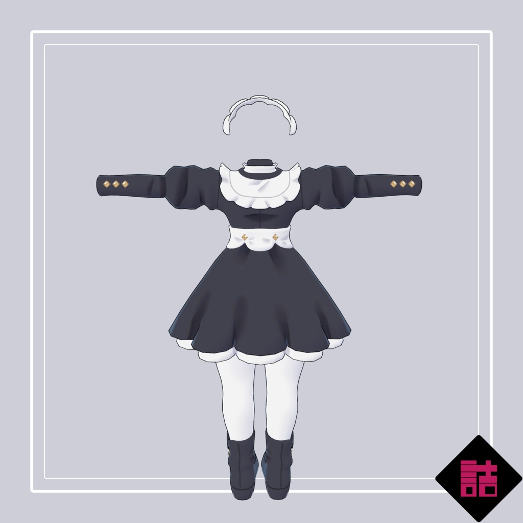 【version1.2】コルセットメイドウェア 🥫CUUNE素体対応衣装【オリジナル3Dモデル】