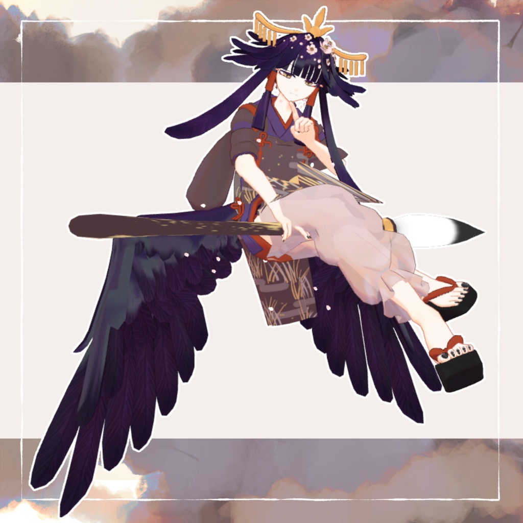 【オリジナル3Dモデル】 芽吹鴉-Mebukigarasu-