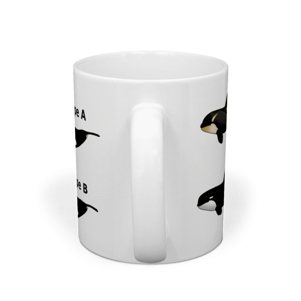 4タイプのシャチのイラストのマグカップ(白地)
