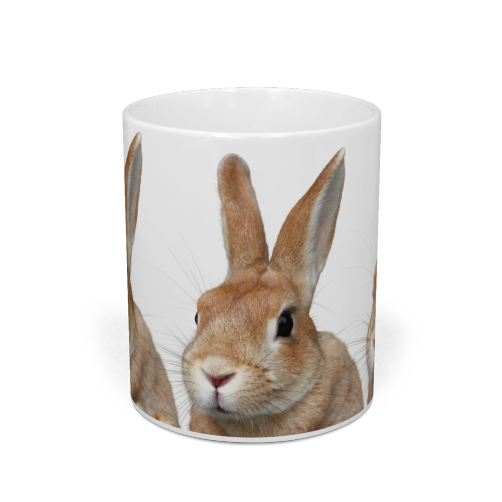 ちょい横向きのウサギの顔のマグカップ(ちょい左横向きの3羽のウサギ)
