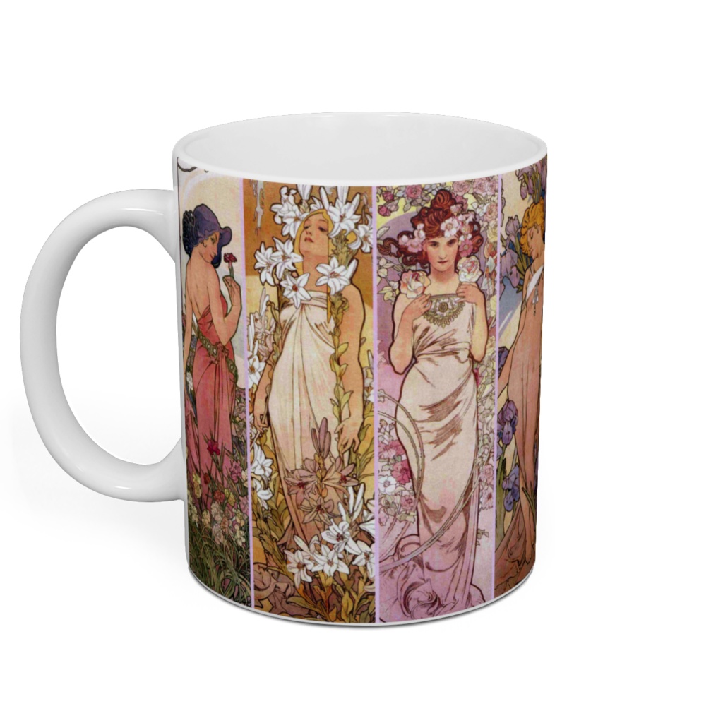 ミュシャ『 四つの花 』(左からカーネーション、ユリ、バラ、アイリス)