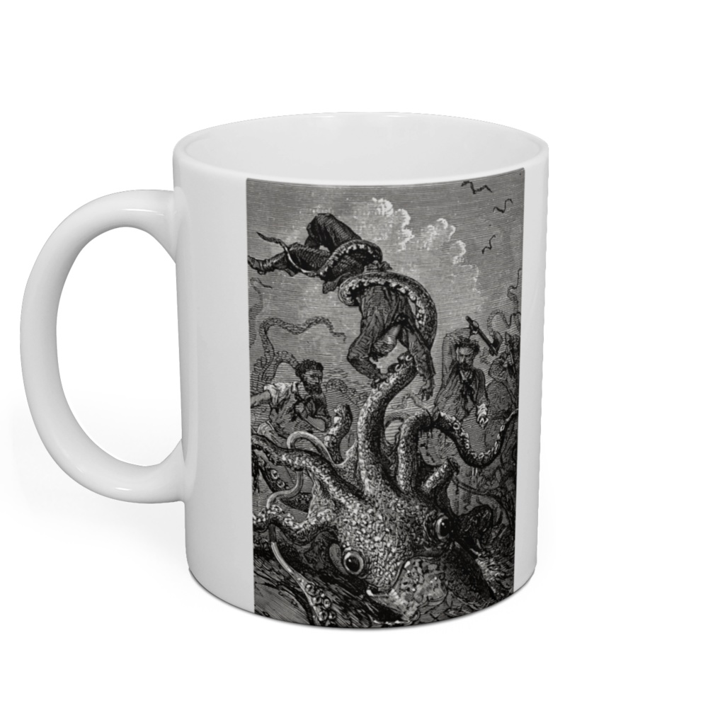 帆船を襲うクラーケン マグカップ