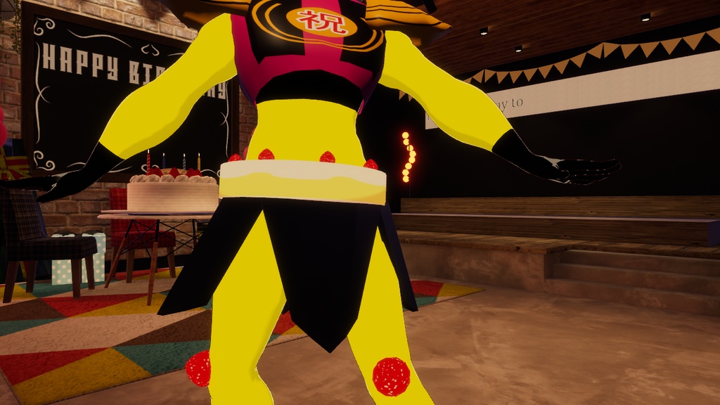 【オリジナル3Dモデル】お祝い怪人(ケーキ怪人)