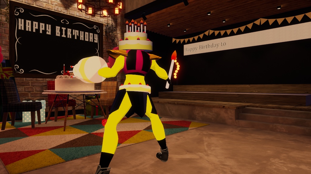 【オリジナル3Dモデル】お祝い怪人(ケーキ怪人)