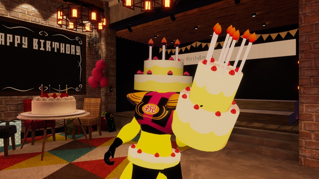 【オリジナル3Dモデル】お祝い怪人(ケーキ怪人)