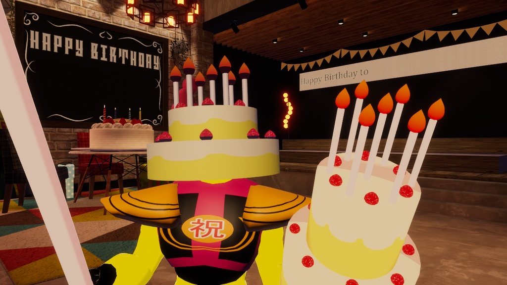 【オリジナル3Dモデル】お祝い怪人(ケーキ怪人)