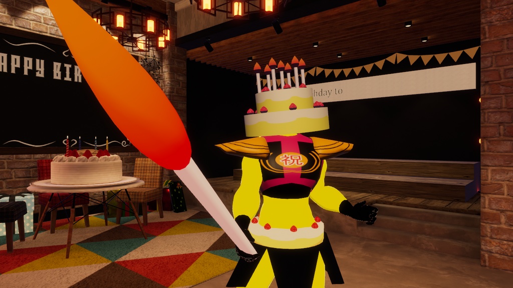 【オリジナル3Dモデル】お祝い怪人(ケーキ怪人)