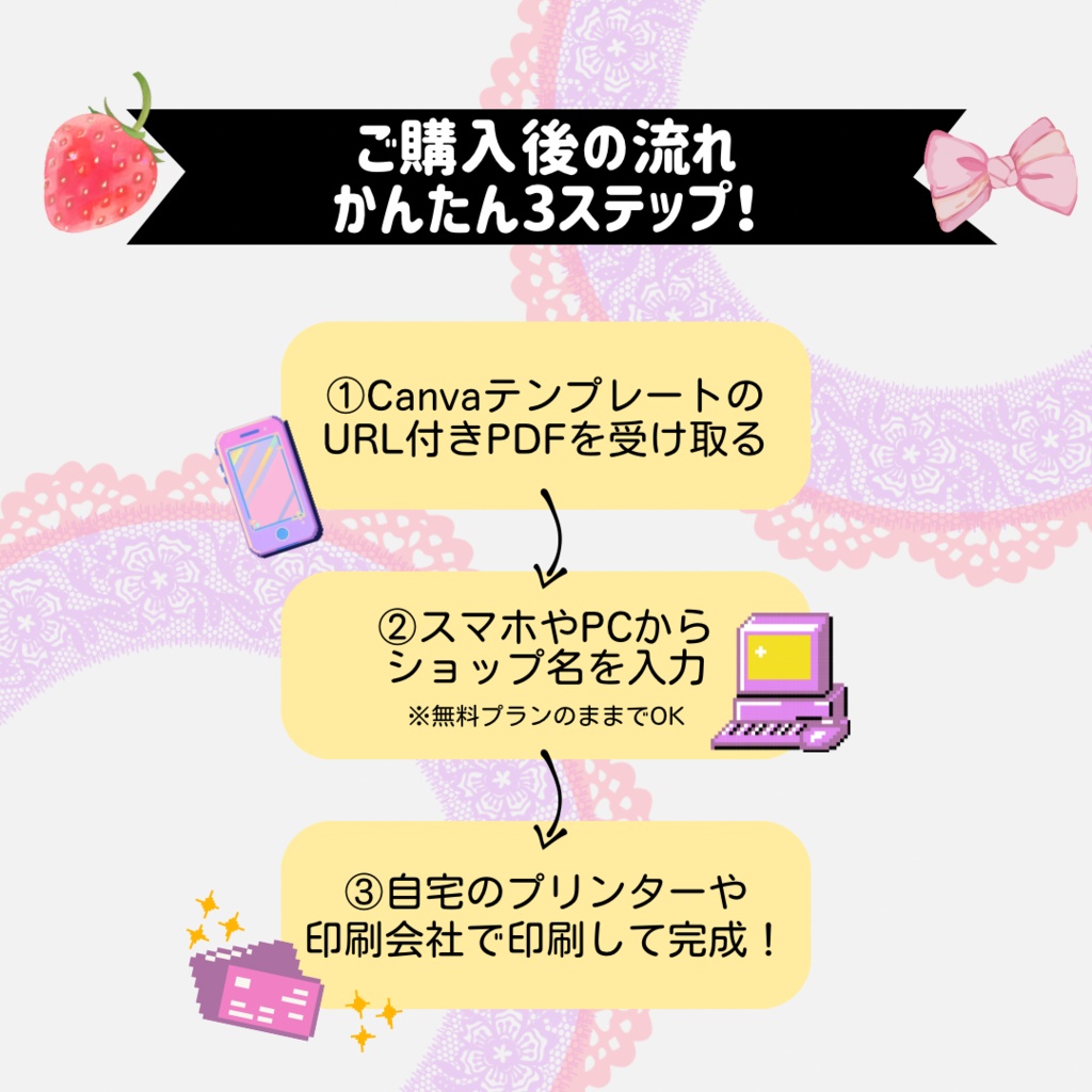 【Canvaテンプレート】地雷・量産型♥Thank Youカード|ハンドメイド作家向け