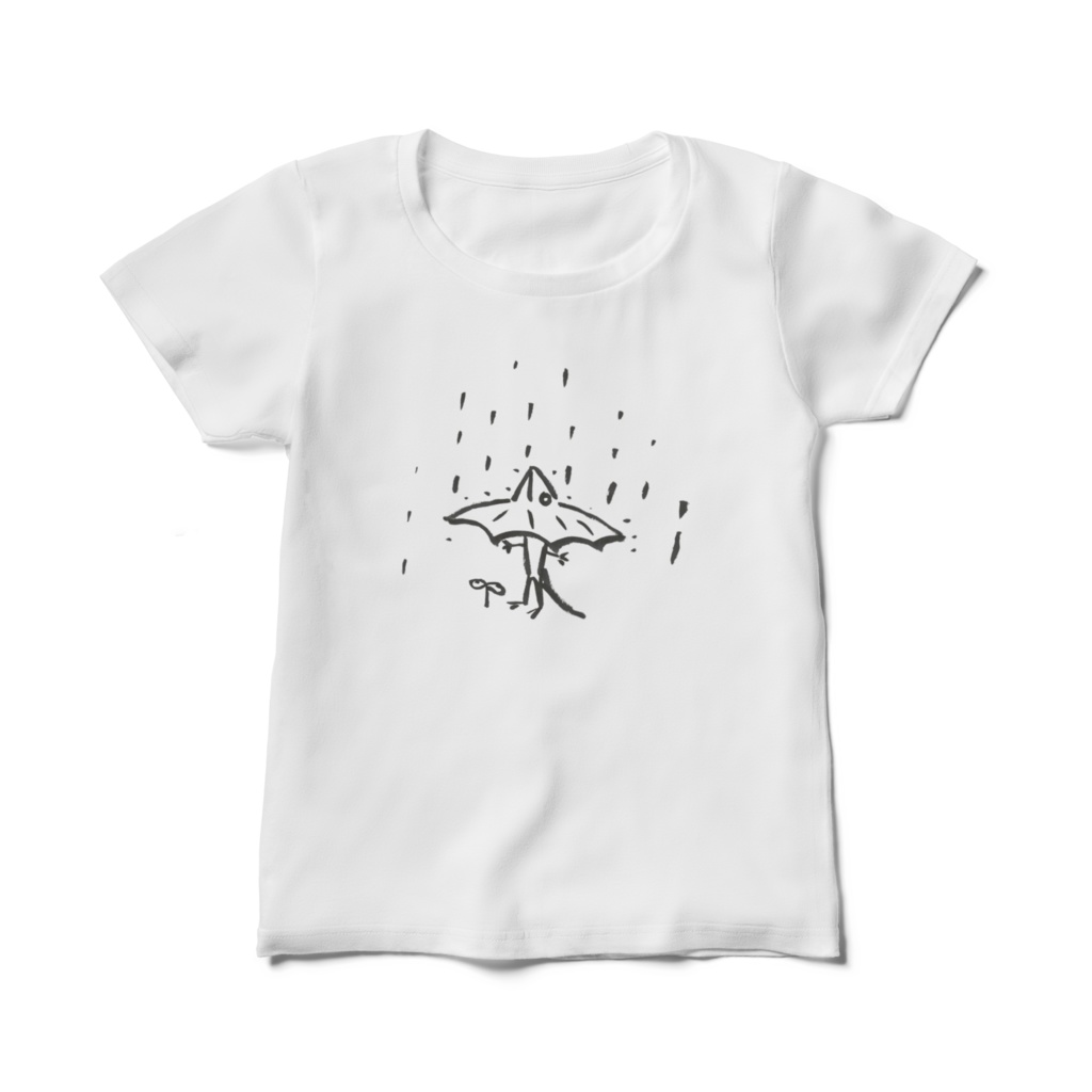 心配性なえりまきとかげレディースTシャツ