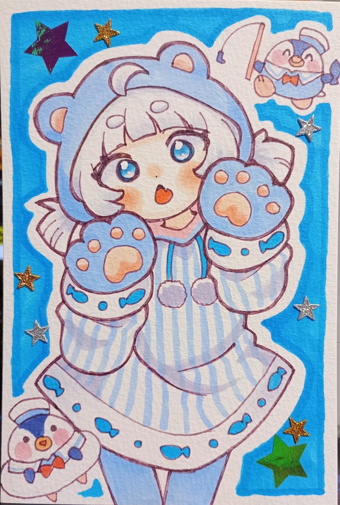 「シロクマちゃん」オリジナル手描きイラスト