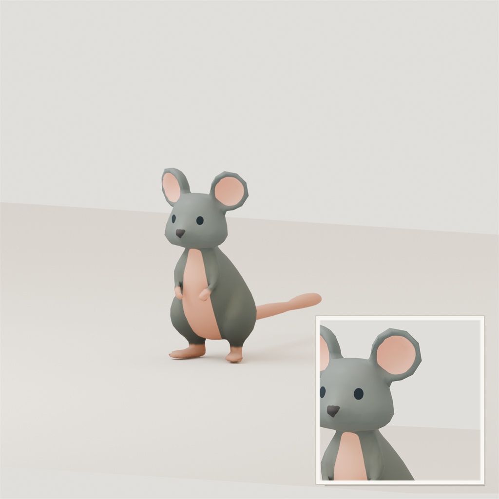 Stylized Mouse 3D Model | Blender | スタイライズド・ネズミ3Dモデル