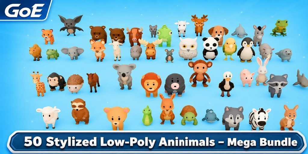 50 Stylized Animals Mega Bundle | Blender 3D Models | スタイライズド動物50体セット