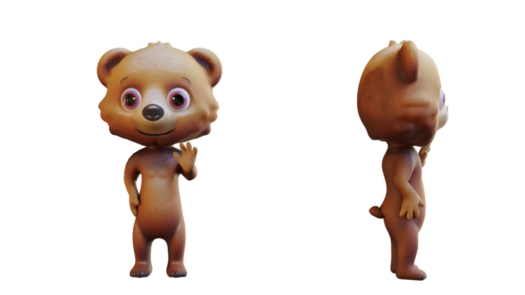 Cute Anthropomorphic Bear - Rigged 3D Model | かわいいクマ獣人3Dモデル