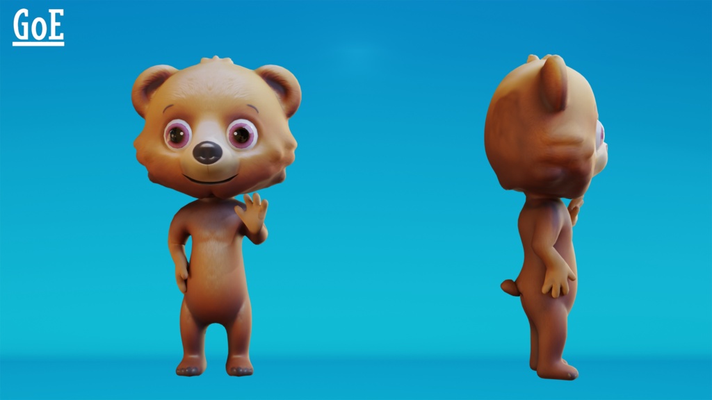 Cute Anthropomorphic Bear - Rigged 3D Model | かわいいクマ獣人3Dモデル