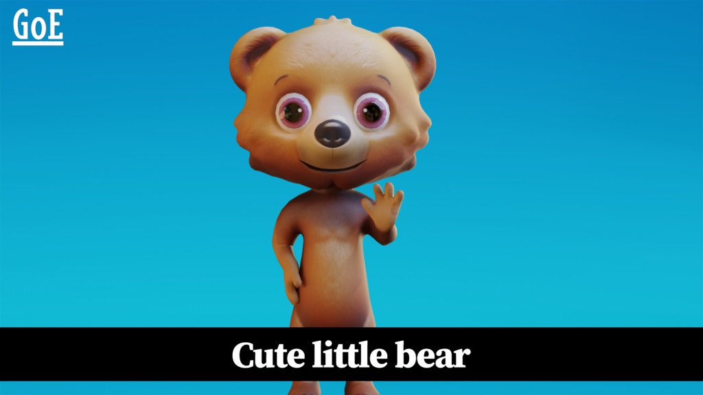 Cute Anthropomorphic Bear - Rigged 3D Model | かわいいクマ獣人3Dモデル