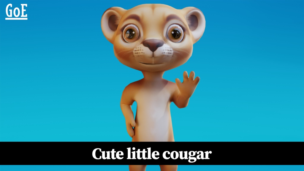 Cute Anthropomorphic Cougar - Rigged 3D Model | かわいいピューマ獣人3Dモデル