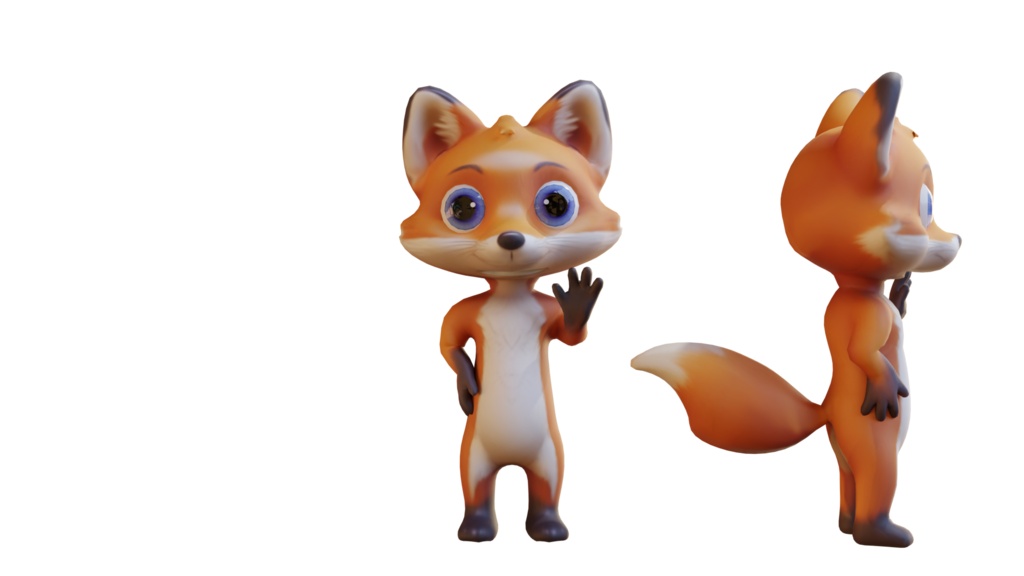 Cute Anthropomorphic Fox - Rigged 3D Model | かわいいキツネ獣人3Dモデル