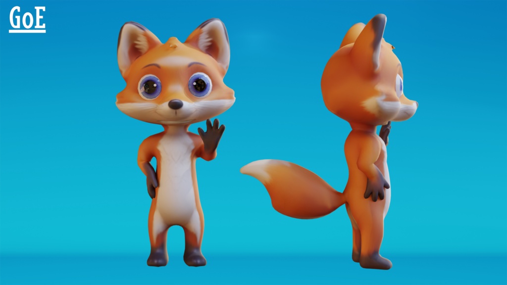 Cute Anthropomorphic Fox - Rigged 3D Model | かわいいキツネ獣人3Dモデル