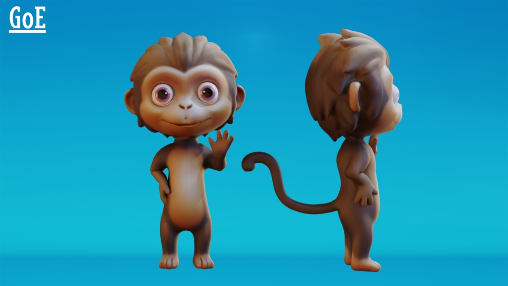 Cute Anthropomorphic Monkey - Rigged 3D Model | かわいいサル獣人3Dモデル