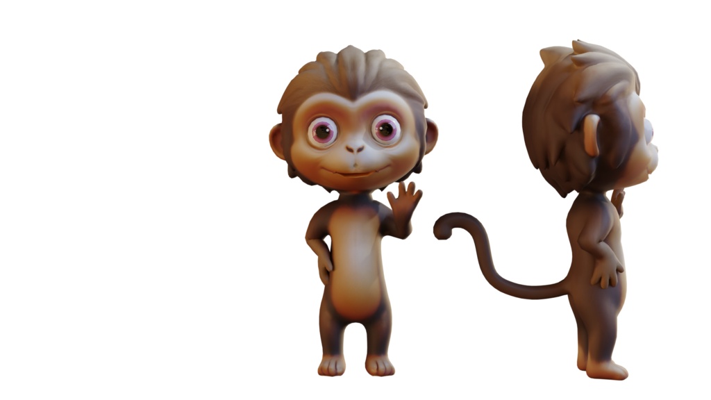 Cute Anthropomorphic Monkey - Rigged 3D Model | かわいいサル獣人3Dモデル