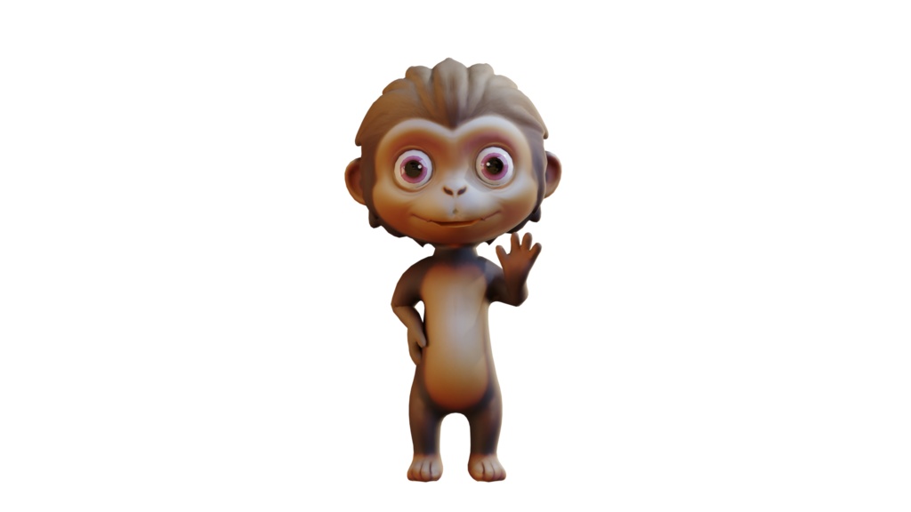 Cute Anthropomorphic Monkey - Rigged 3D Model | かわいいサル獣人3Dモデル