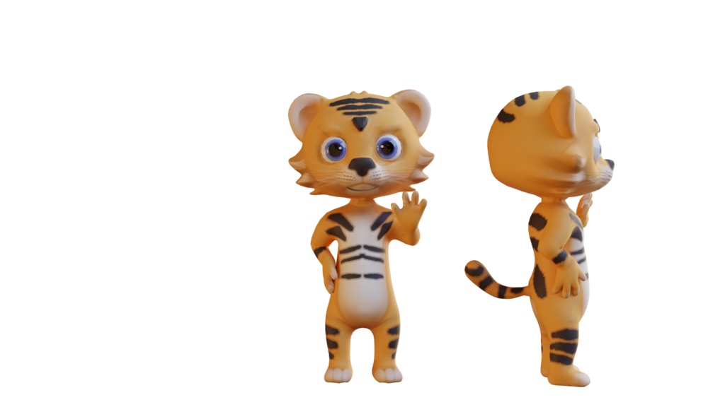 Cute Anthropomorphic Tiger - Rigged 3D Model | かわいいトラ獣人3Dモデル