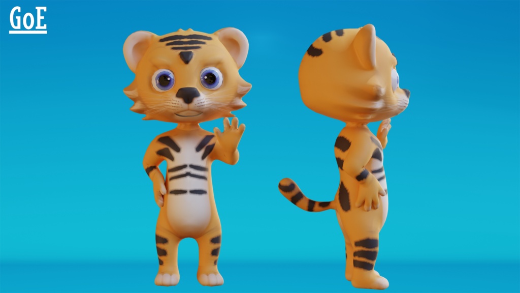 Cute Anthropomorphic Tiger - Rigged 3D Model | かわいいトラ獣人3Dモデル