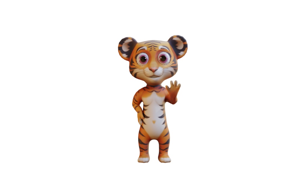 Cute Anthropomorphic Tiger Cub - Rigged 3D Model | かわいい子トラ獣人3Dモデル