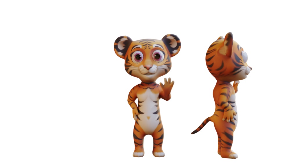 Cute Anthropomorphic Tiger Cub - Rigged 3D Model | かわいい子トラ獣人3Dモデル