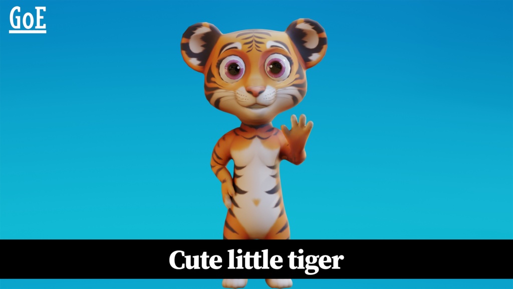 Cute Anthropomorphic Tiger Cub - Rigged 3D Model | かわいい子トラ獣人3Dモデル