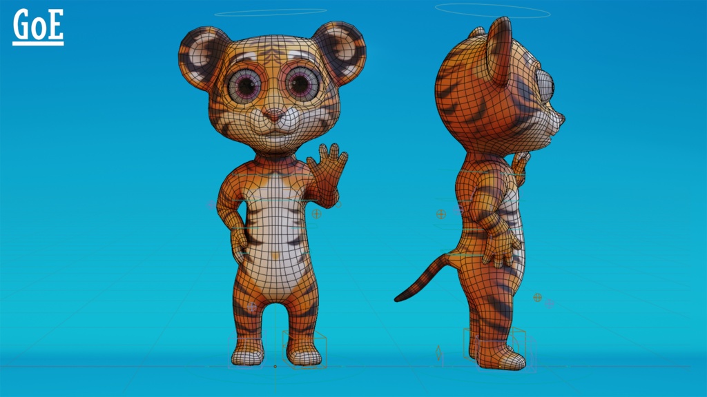 Cute Anthropomorphic Tiger Cub - Rigged 3D Model | かわいい子トラ獣人3Dモデル