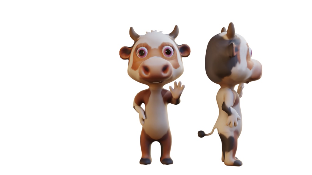 Cute Anthropomorphic Cow - Rigged 3D Model | かわいい牛獣人3Dモデル