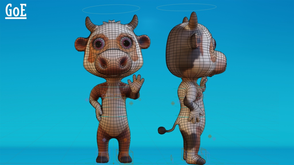 Cute Anthropomorphic Cow - Rigged 3D Model | かわいい牛獣人3Dモデル