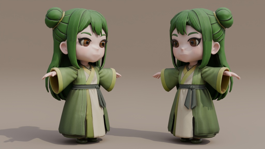 Stylized Chibi Girl - Rigged 3D Character | スタイライズドちび少女・リグ付き3Dモデル