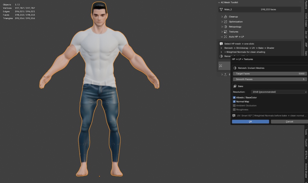Mesh Prep Studio - Cleanup, Retopo, UV & Bake Toolkit | メッシュ最適化アドオン
